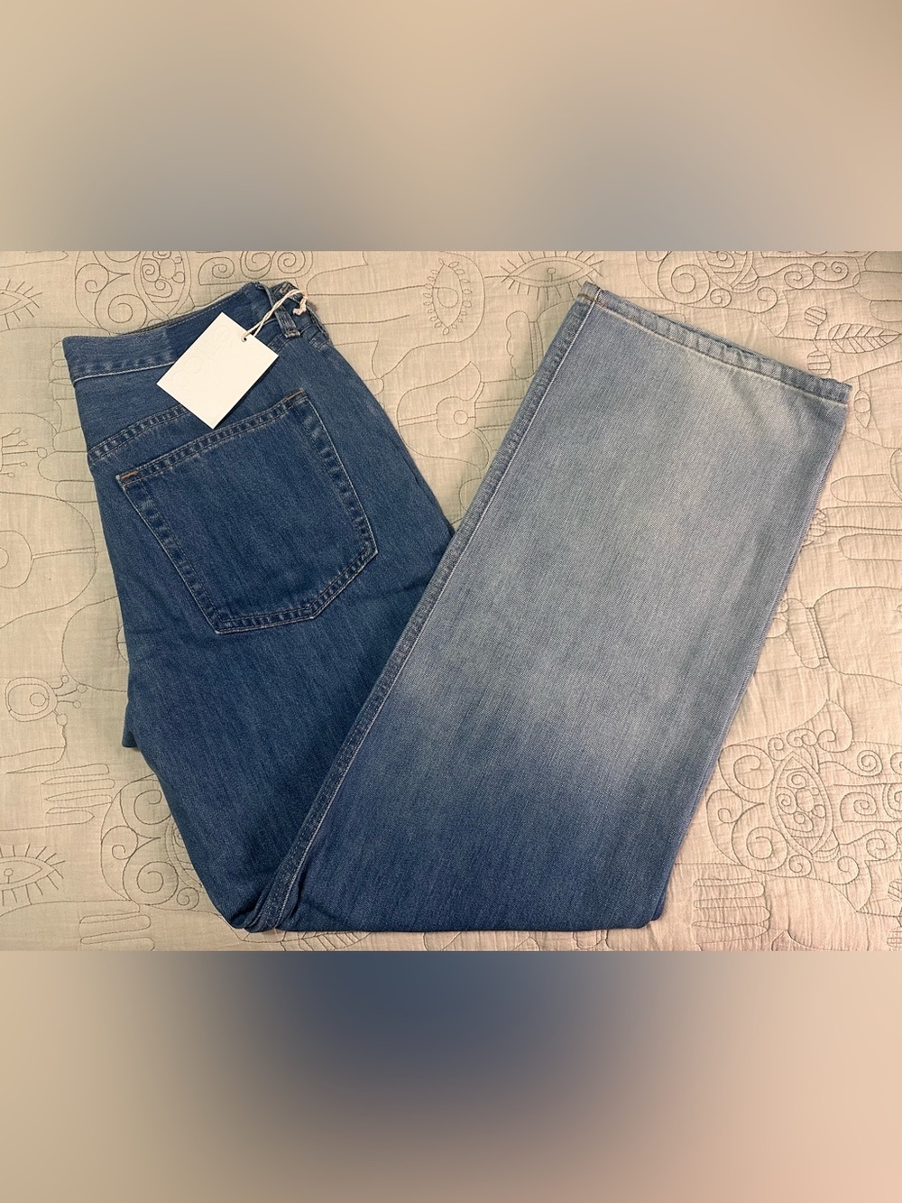 ETICA Stanton Relaxed Wide Leg Jeans Deep Sea Ombré Button Fly 27 NWT $219